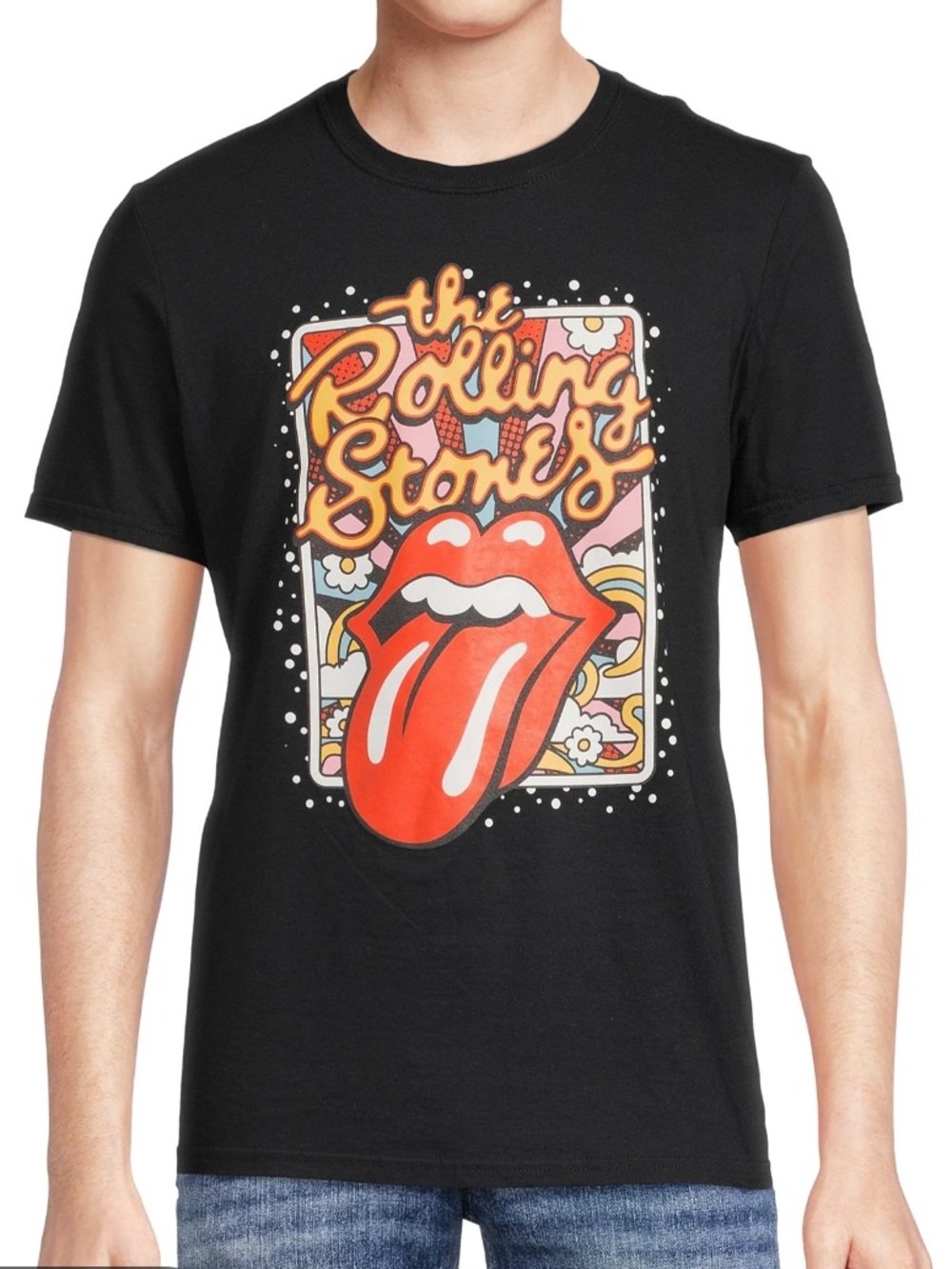 The Rolling Stones Retro Pop Art Graphic Tee Black XL
